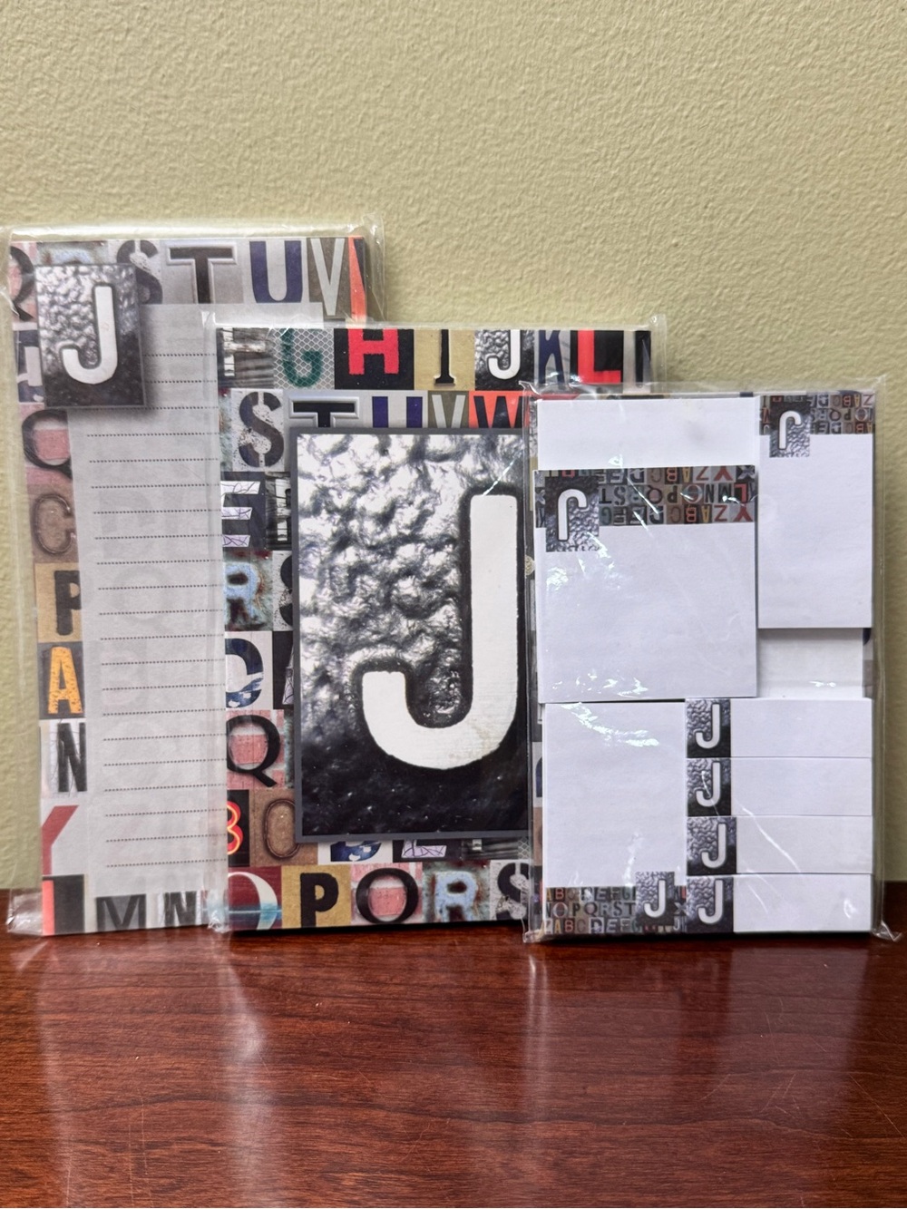 Monogram Letter J Stationery Set Typography Alphabet Notepad Sticky Notes NEW